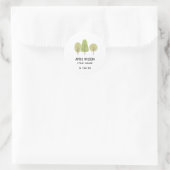 PASTEL GREEN TREE TRIO LANDSCAPAPAPIERPRIJS RONDE STICKER (Tas)