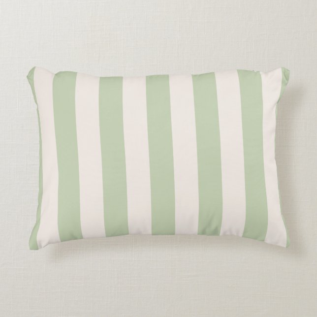 Pastel Green Vertical Stripes Accent Kussen (Voorkant)
