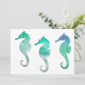 Pastel Green Waterverf Seapaarden Kaart (Staand voorkant)