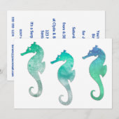 Pastel Green Waterverf Seapaarden Kaart (Voorkant / Achterkant)
