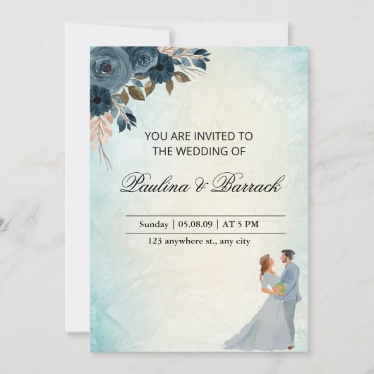 Pastel Green Wedding Invitation Kaart (Voorkant)