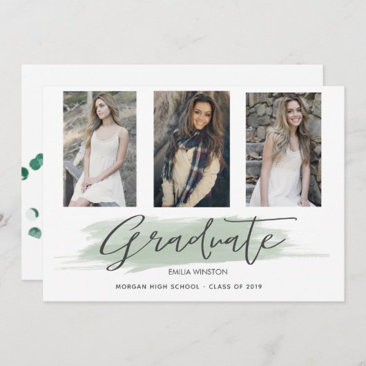 Pastel Green Whimsical ⎢ Afstuderen Photo Card Feestdagenkaart (Voorkant / Achterkant)