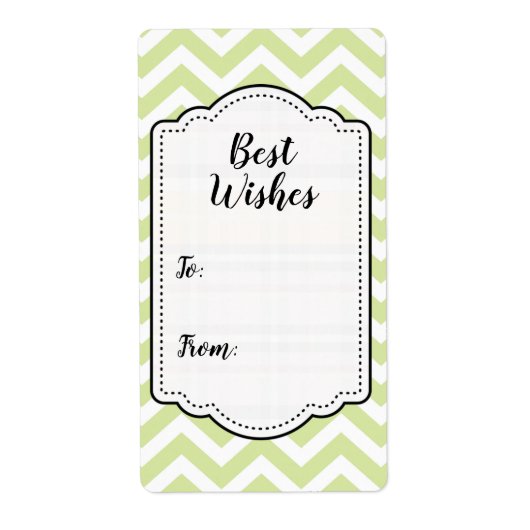Pastel Green & White Chevron Wedding Sticker Label (Voorkant)