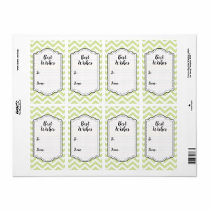Pastel Green & White Chevron Wedding Sticker Label