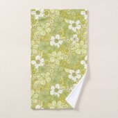 Pastel Green & Yellow Flower Pattern Bad Handdoek (Handdoek)
