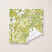 Pastel Green & Yellow Flower Pattern Bad Handdoek (Wasdoekje)