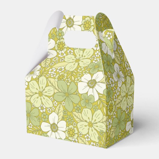 Pastel Green & Yellow Flower Pattern Bedankdoosjes (Achterkant)