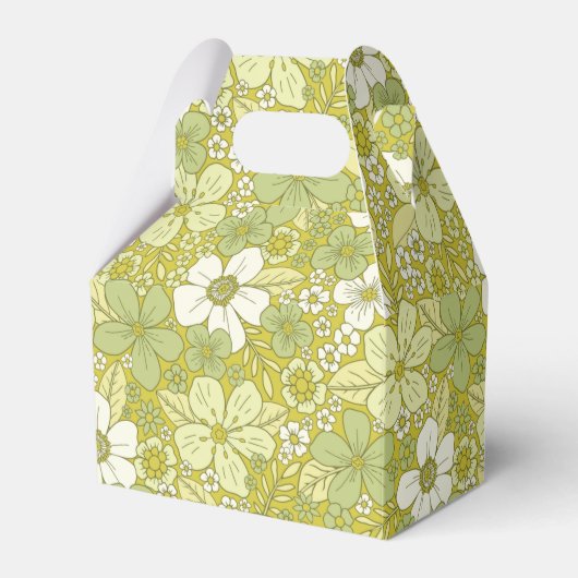 Pastel Green & Yellow Flower Pattern Bedankdoosjes (Voorkant Zijde)