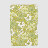 Pastel Green & Yellow Flower Pattern Golfhanddoek (Voorkant)