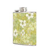 Pastel Green & Yellow Flower Pattern Heupfles (Links)