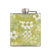 Pastel Green & Yellow Flower Pattern Heupfles (Achterkant)