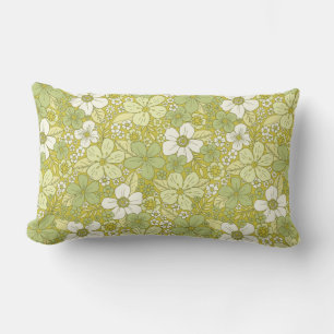 Pastel Green & Yellow Flower Pattern Kussen