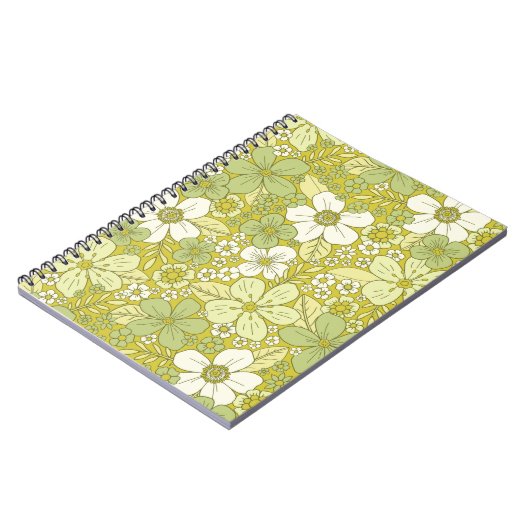 Pastel Green & Yellow Flower Pattern Notitieboek (Linkerzijde)