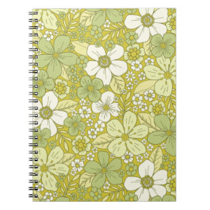 Pastel Green & Yellow Flower Pattern Notitieboek