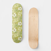 Pastel Green & Yellow Flower Pattern Persoonlijk Skateboard (Voorkant)