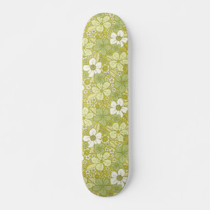 Pastel Green & Yellow Flower Pattern Persoonlijk Skateboard
