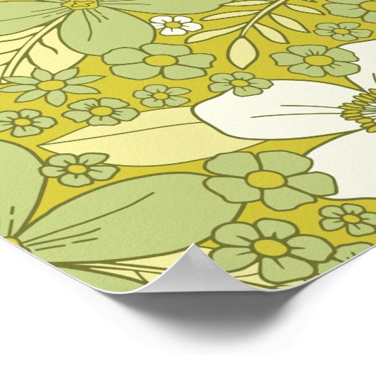 Pastel Green & Yellow Flower Pattern Poster (Hoek)