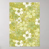 Pastel Green & Yellow Flower Pattern Poster (Voorkant)