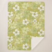 Pastel Green & Yellow Flower Pattern Sherpa Deken (Voorkant)