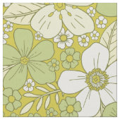 Pastel Green & Yellow Flower Pattern Stof (Close Up)