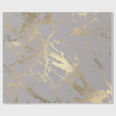 Pastel Grey Abstract Foxier Gold Marble Shiny Glam Cadeaupapier (Vlak)