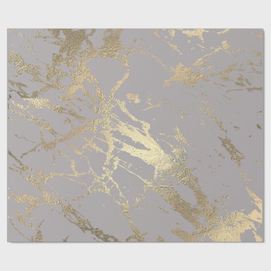 Pastel Grey Abstract Foxier Gold Marble Shiny Glam Cadeaupapier (Vlak)