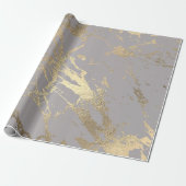 Pastel Grey Abstract Foxier Gold Marble Shiny Glam Cadeaupapier (Uitgerold)
