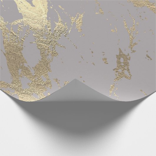 Pastel Grey Abstract Foxier Gold Marble Shiny Glam Cadeaupapier (Hoek)