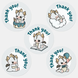Pastel Grey Blue Baby Dragon Bedankt Labels