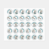 Pastel Grey Blue Baby Dragon Bedankt Labels (Vel)