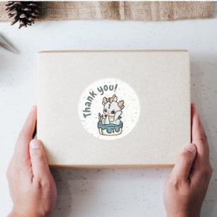 Pastel Grey Blue Baby Dragon Bedankt Stickers
