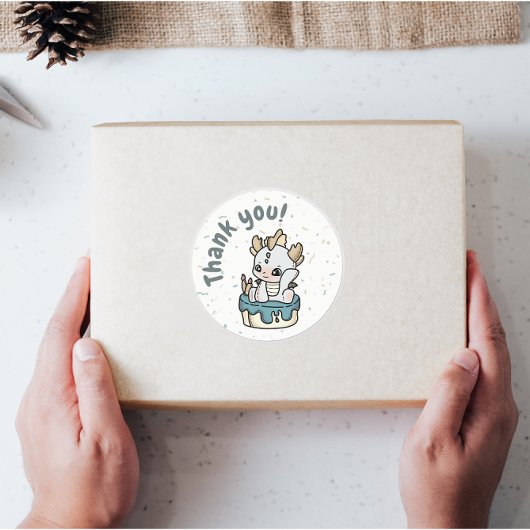Pastel Grey Blue Baby Dragon Bedankt Stickers