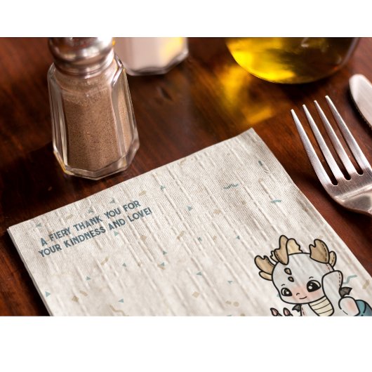 Pastel Grey Blue Cake Baby Dragon Servet