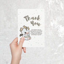 Pastel Grey Blue Schattige Baby Dragon Bedankkaart