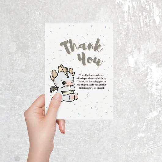 Pastel Grey Blue Schattige Baby Dragon Bedankkaart