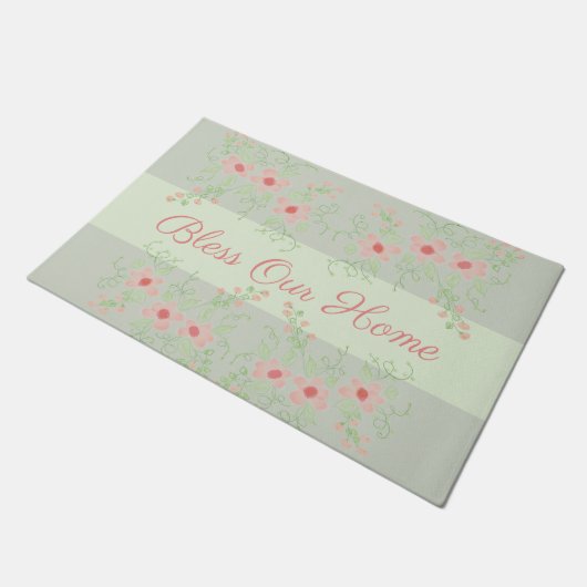 Pastel Grey Green met Pinks Deurmat (Schuin)