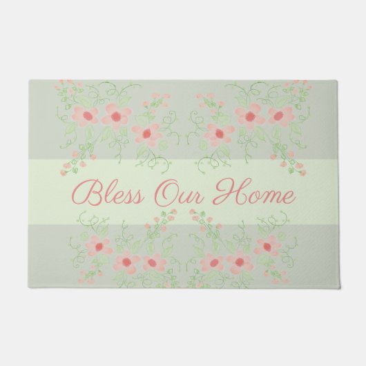Pastel Grey Green met Pinks Deurmat (Voorkant)