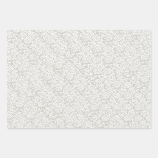 Pastel Grey Lace Script Calligraphy Wedding Inpakpapier Vel (Voorkant 2)