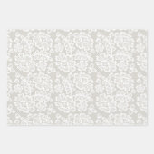 Pastel Grey Lace Script Calligraphy Wedding Inpakpapier Vel (Voorkant)