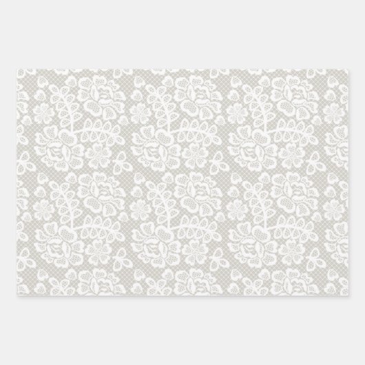 Pastel Grey Lace Script Calligraphy Wedding Inpakpapier Vel (Voorkant)