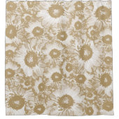 Pastel Grey Light Brown Floral Pattern Douchegordijn (Voorkant)