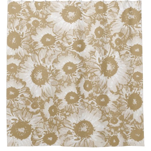 Pastel Grey Light Brown Floral Pattern Douchegordijn (Voorkant)
