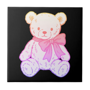 Pastel Griezelig Knuffel Beer Naadloos Patroon op  Tegeltje