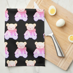 Pastel Griezelig Knuffel Beer Naadloos Patroon op Theedoek