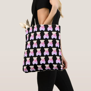Pastel Griezelig Knuffel Beer Naadloos Patroon op Tote Bag