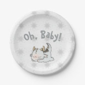 Pastel grijs baby dragon papieren bordje (Voorkant)