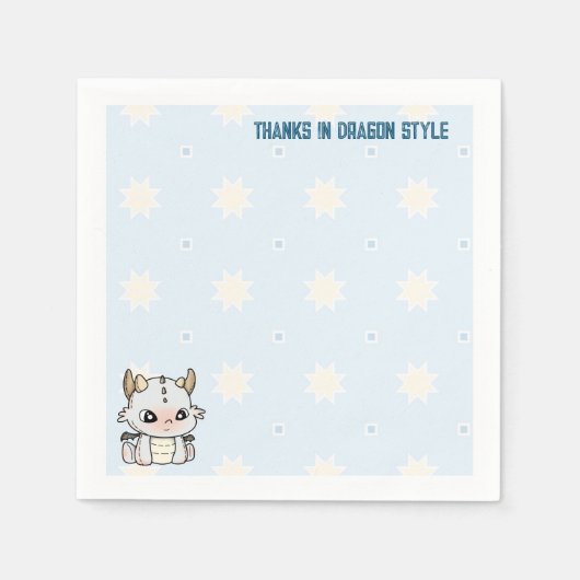 Pastel grijs blauw baby dragon servet (Voorkant)