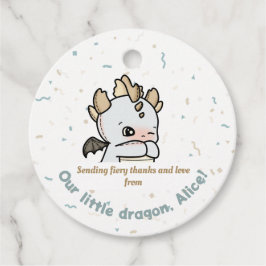 Pastel Grijs Bruin Schattige Baby Dragon Dank u Bedankjes Labels