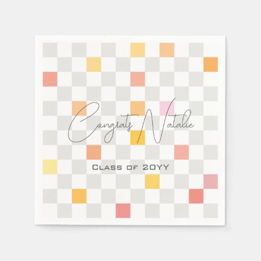 Pastel & Grijs Controleert Esthetische Afstudeerfe Servet (Voorkant)