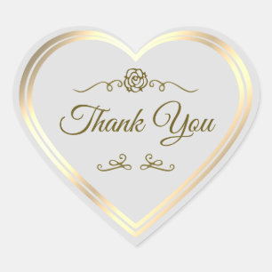 Pastel Grijs Goud Lijst Roos Schattige Dank u Hart Sticker